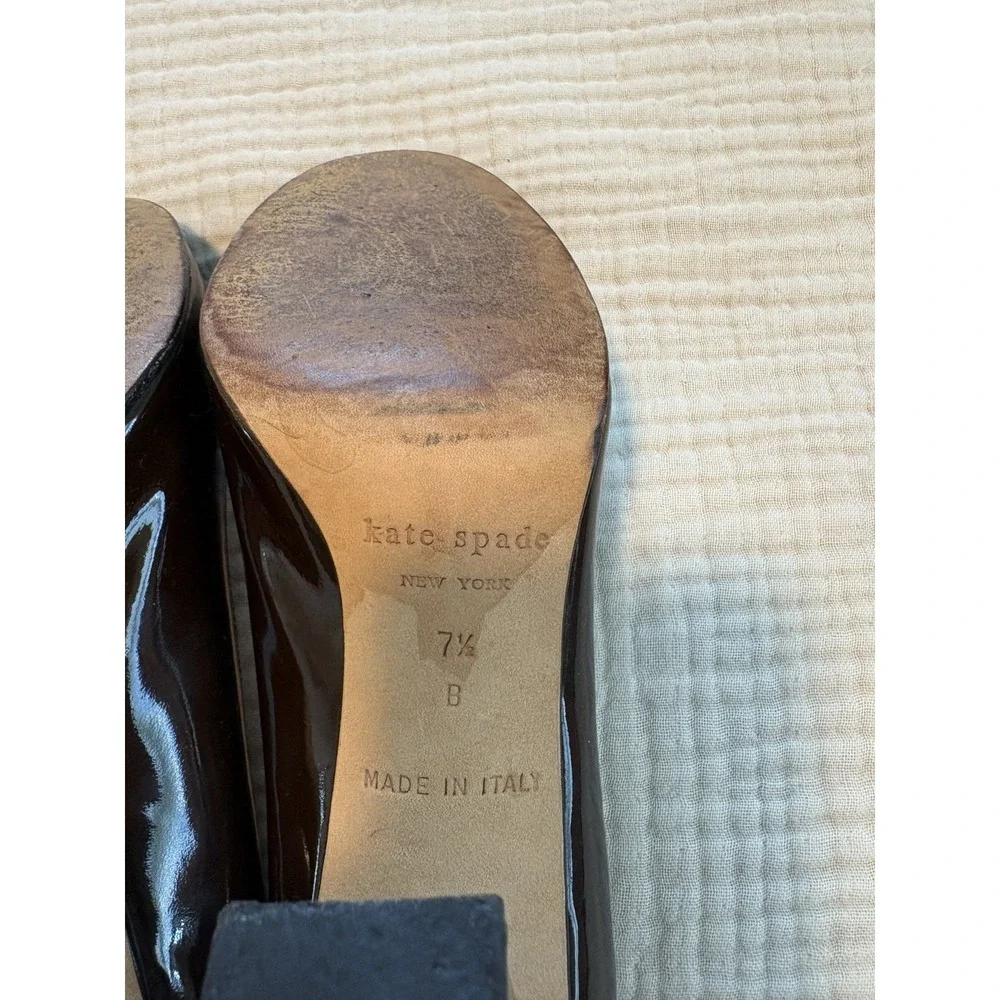 Kate Spade New York Heels Womens Size 7.5 Brown Pump Block Made in Italy